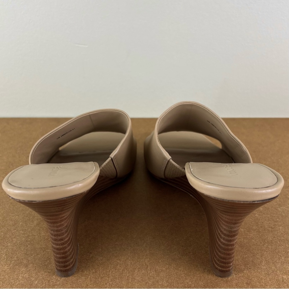 NEW VINCE BEIGE LEATHER WEDGE SANDALS - Picture 5 of 12